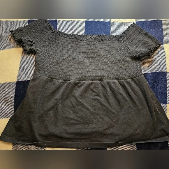 Moda International Womens Black Off The Shoulder Short Sleeve Top Size Large - Picture 1 of 7